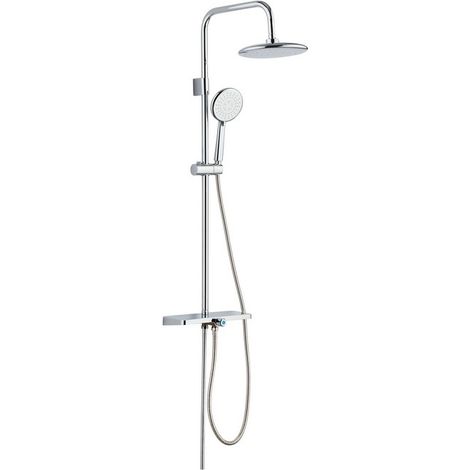 Colonna Doccia Everest in Acciaio con Mensola e Soffione Tondo Ø22 cm (1/2)