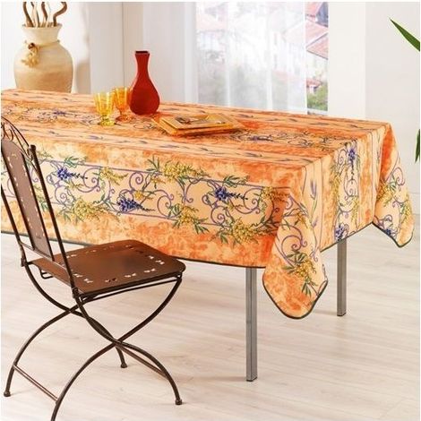 Nappe Provençale Rectangle Anti-Tâche Glycine 100% Polyester - orange - 300x140cm (1/3)