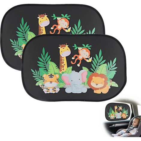 2 Pièces Pare-Soleil Voiture Bébé avec Protection UV - Pare-Soleil Voiture Enfant 49x30 cm, Motifs Animaux Mignons (Petit Tigre), Cache Soleil pour Vitres Latérales avec Ventouses (1/5)