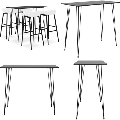 5-tlg. Bar-Set Schwarz und Weiß - Barhocker - Bartisch (1/5)