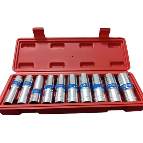Jeu de clés à boussole, clés à longues boussole 1/2", lot contient 10 clés à douille 12-24 mm pour perceuse et visseuse à batterie (1/3)