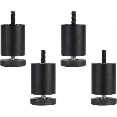 Pieds de meubles réglables en alliage d'aluminium fileté, pieds de cuisine/réfrigérateur, pieds de table en métal, pieds de canapé, noir mat, ensemble de 4 pièces (6 cm/2,4 pouces). (1/5)
