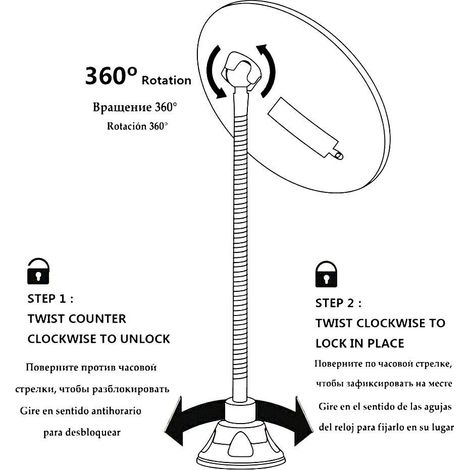Miroir de Maquillage LED avec Ventouse, Pivots 360° et Cou Flexible, Loupe 10X pour Voyage et Salle de Bain (1/5)