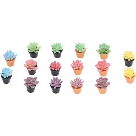 Lot de 16 plantes miniatures en résine pour maison de poupée (échelle 1:12), aspect réaliste, couleurs vives et riches. (1/5)