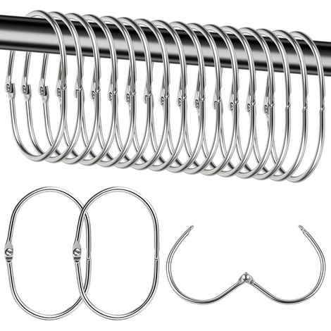 20 Pièces Anneaux de Rideau, Rideau de Douche Ovale en Métal (Argent) (1/5)