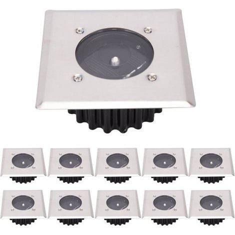 LED Lampe solaire au sol 10 Pack, lumière extérieure, Réverbère Lumières, Ensevelies Lumière, étanche IP65 (Blanc Froid) (1/5)