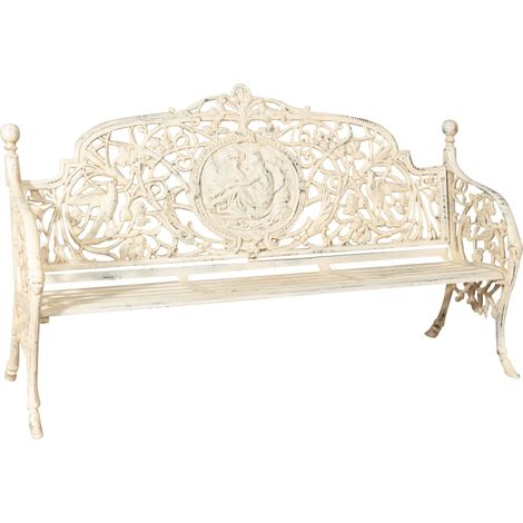 Banco de jardín de hierro fundido 184x110x70 Sofá de exterior Banco Liberty con reposabrazos Silla de 2 plazas Banco de hierro