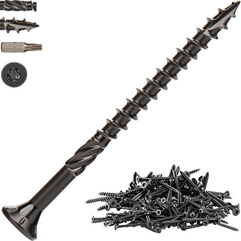 200 Pcs 4.5 x 63mm Vis à Bois Noires Vis de Terrasse (1/5)