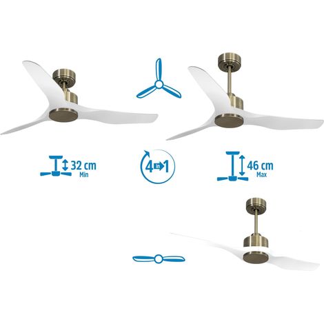 Modulo Low Profile Regular - un ventilateur pour plafond bas , DC 106 cm Blanc pales bois clair avec Lumière 10 à 20 m² (1/5)