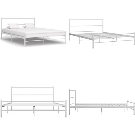 Giroletto Bianco in Metallo 140x200 cm - Letto matrimoniale - Letto in metallo