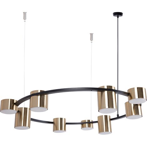 Lampada a sospensione nera oro 9 spot anello Ø72 Sigma