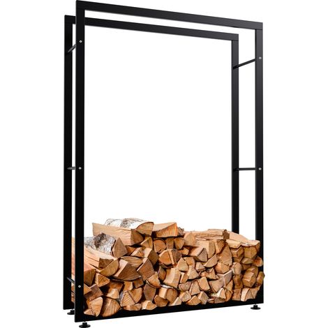 Range-bûches intérieur en métal thermolaqué noir 150 × 100 × 25 cm fabrication robuste 100008374 (1/5)