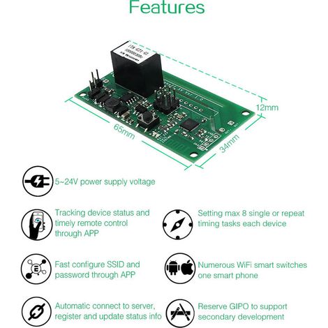 SONOFF SV Module domotique à tension de sécurité, compatible avec les développements secondaires, tension d'entrée CC 5V-24V. (1/5)