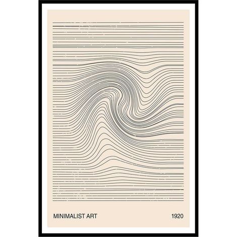 Affiche encadrée abstraite lignes minimalistes beiges