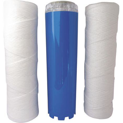 Lot de 3 cartouches filtrantes 20 microns – 2 filtrantes + 1 anticalcaire – Protection contre tartre et corrosion – Durée 24 mois – Aquawater