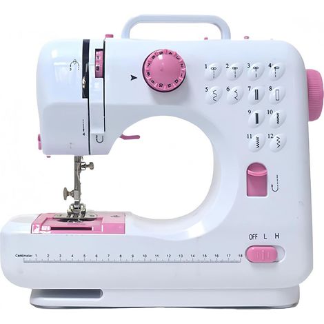 Machine à Coudre Électrique 12 Points avec Pédale, Mini Machine Portable pour Couture Maison, Rose