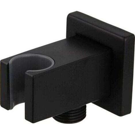 Support de douche avec coude de de raccordement mural 1/2 en laiton noir mat