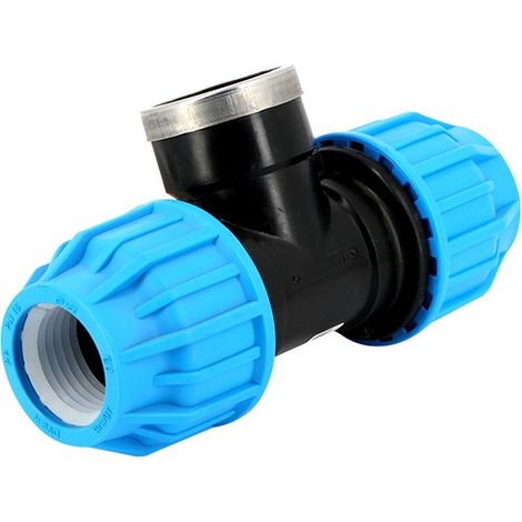 Raccord PE compression - Té 90° taraudé PE Compression Ø25-1/2''