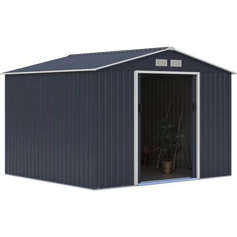 Abri de jardin métal 7,06 m² – Dimensions 277x255x202 cm – Acier galvanisé traité anti-corrosion – Kit d'ancrage inclus (1/6)