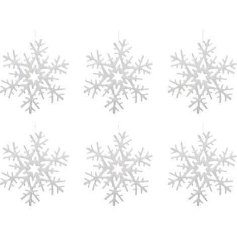 Déco de Noël Lot de 6 Flocons pailletés à suspendre D 20 cm - Feeric Christmas (1/3)