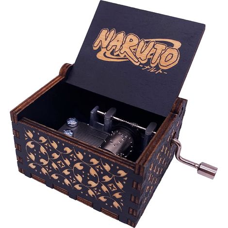 Youtang Mini carillon a manovella, carillon Naruto, intagliato, legno, regali musicali (blu uccello-nero) (1/4)