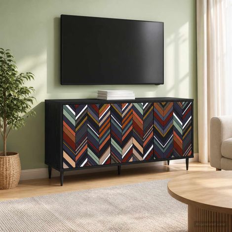 vidaXL Meuble TV OMMEN 102 x 33 x 51 cm Chêne noir Bois d'ingénierie (1/5)