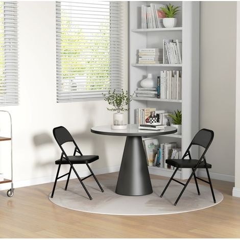Set di 2 sedie pieghevoli 45/46/78 cm in nero, in similpelle, salvaspazio (1/5)