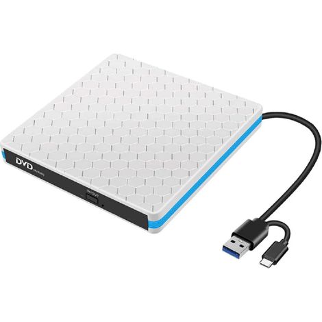 Lecteur DVD externe, lecteur portable USB 3.0 +/-RW, compatible avec les graveurs de CD-ROM, adapté aux systèmes Windows. (1/5)