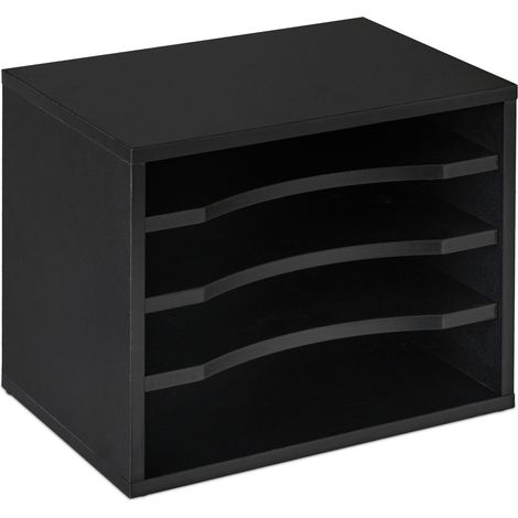 Portadocumenti nero organizzatore da scrivania 4 scomparti 30 x 25 x 15 cm in plastica nera 130009802