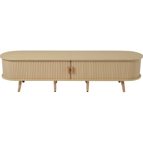 Mueble TV con almacenaje de MDF, 2 cajones, nogal claro, 175 x 40 x 42 cm (1/5)