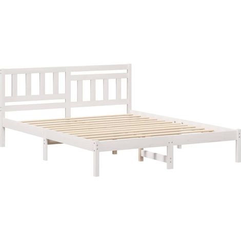 Lit double,Lit adulte,Cadre de lit Blanc 140 x 200 cm Bois massif en pin CFW7228994 (1/5)