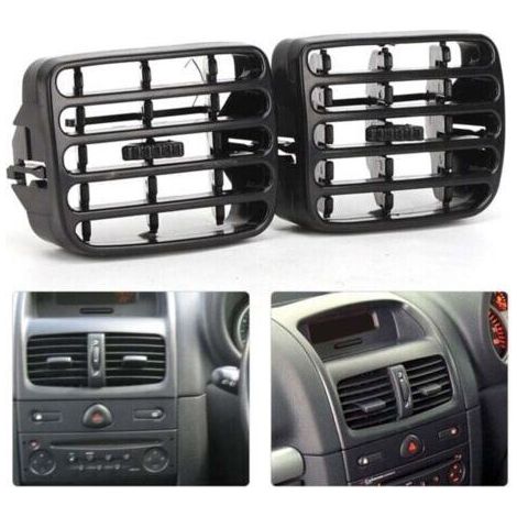 2 schwarze Lüftungsgitter für die Mittelkonsole des Armaturenbretts für Clio MK2 1998-2006