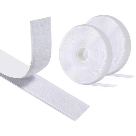 Scratch Autocollant Double Face 5 m x 20 mm, Blanc, Hook Loop (1/5)