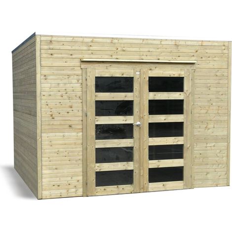Abri jardin bois "Bari" - 8.69 m2 - 2.99 x 2.91 x 2.25 m - 19 mm (1/2)