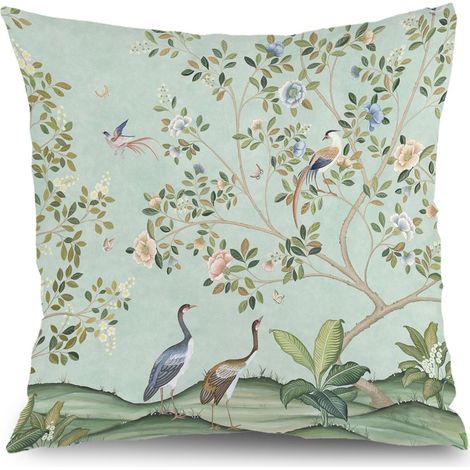 Housse de coussin floral papillon printemps été, décoration intérieur extérieur,45×45cm (1/5)