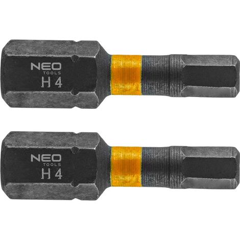 Accessoire pour visseuse neo-tools hex4 embouts impact 1/4" 2 pcs