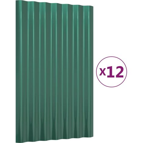 Panneaux de toiture 12 pcs Acier galvanisé Vert 60x36 cm
