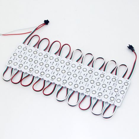 WS2811 multicolour LED module with 3 SMD 5050 LEDs, outdoor LED neon, injection molded, waterproof, for advertising light box.