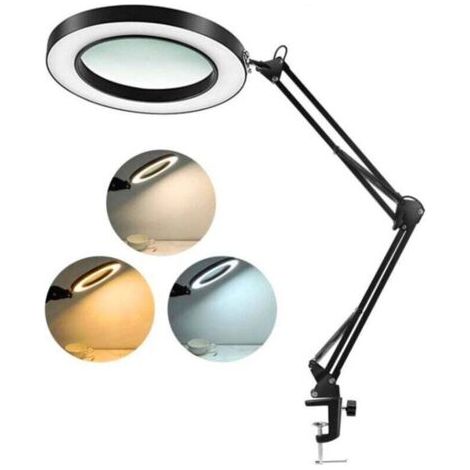 Lampe loupe à LED avec pince, Loupe avec Lumière de 8 Dioptries Lampe de Loupe éclairées (1/4)
