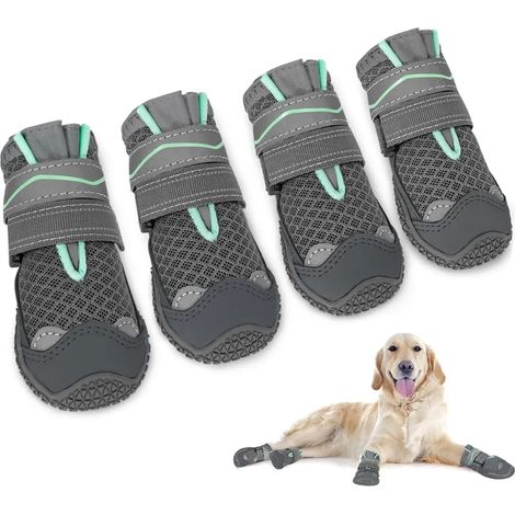 Chaussures pour chien avec protection des pattes, lot de 4, respirantes, avec semelle antidérapante et fermeture Velcro réfléchissante ajustable, adaptées aux chiens de petite, moyenne et grande taill (1/5)