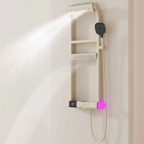 Sistema de ducha, control termostático, diseño de triple manija, blanco lechoso (1/5)