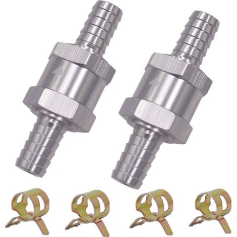 2 Pièces Clapet Anti-Retour 6MM Valve de Carburant en Alliage d'Aluminium Non Retour Clapet Anti-Retour pour Essence Diesel Carburateur Systèmes de Carburant à Basse Pression (6MM) (1/4)