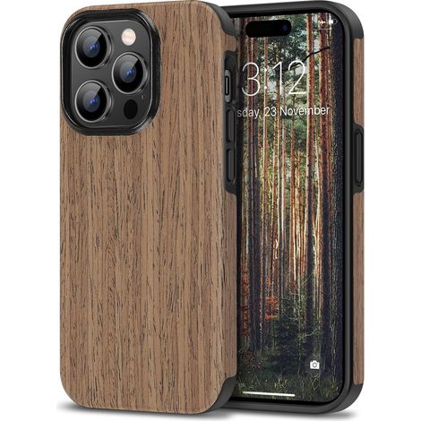 FUNDA DE VIDRIO TEMPLADO PARA IPHONE 14 PRO MAX 6.7' IMITACIÓN MADERA A2894 A2651 (1/5)