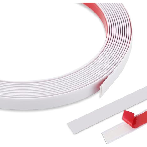 Moulure décorative autocollante 10 m x 1 cm, blanche, en PVC souple Moulure de plafond autocollante, blanche, barres de fenêtre, autocollante pour cadres de miroirs, cadres de fenêtres, murs, sols, b (1/5)