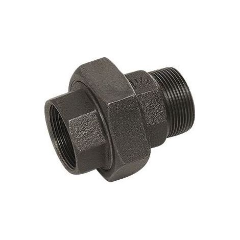 Buderus Durchgangsverschraubung TG flachdichtend, IG/AG 1/2", Nr. 331, ohne Dichtung, Schwarz