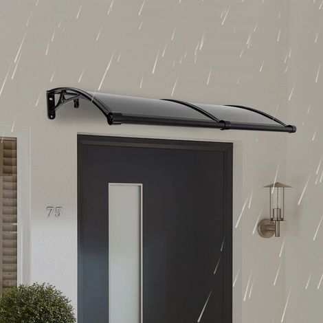 Eingangsvordach 120 x 60 cm, Regenschutz für die Außentür, Vordach aus Aluminium-Druckgusslegierung, transparenter, pulverbeschichteter Bogenschirm