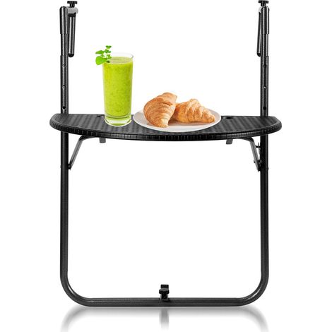 Randaco Balkonhängetisch ,Gartentisch klappbar, Hängetisch 3-stufig höhenverstellbar, Balkontisch bis 20kg belastbar, Klapptisch Metall,Balkon Tisch