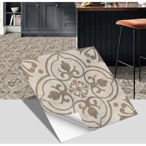 Pegatinas autoadhesivas para suelo, pegatinas de pared esmeriladas, decoración de suelo DIY, impermeables, resistentes a la humedad y al aceite, 10 unidades. (1/4)