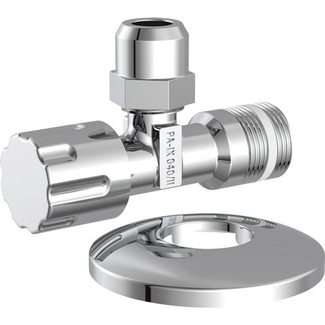 KIRCHHOFF Eckventil, 1/2"AG x x 3/8"AG x 10 mmQ, mit Schubrosette selbstdichtend (1/5)