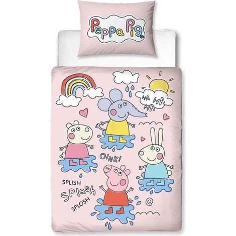 Parure de lit - Peppa Pig , Susy Sheeep, Rebecca Rabbit, Emily Elephant - 120 cm x 150 cm (1/4)